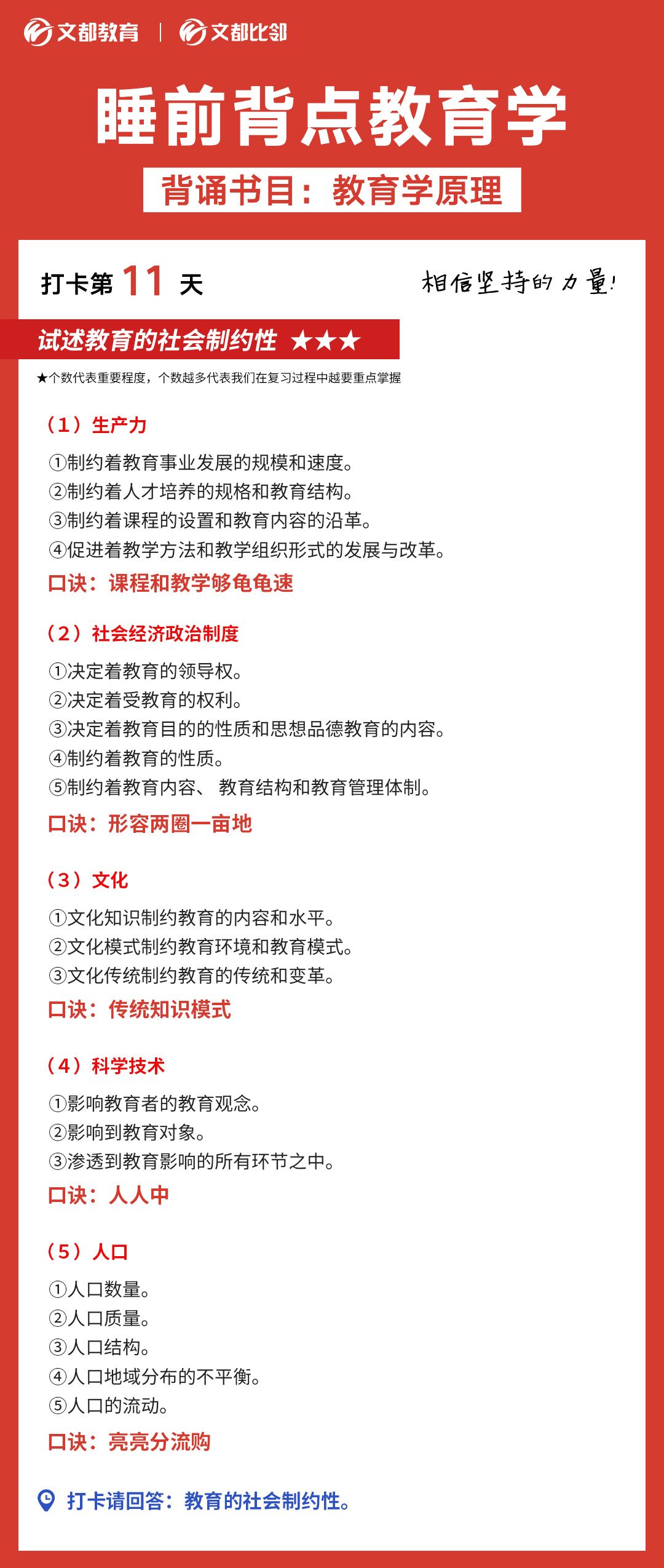 睡前背點教育學(xué)之陜西文都考研：教育的社會制約